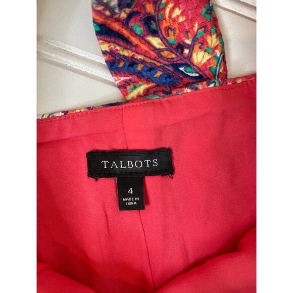 Talbots Bonaire Paisley Textured Sheath Dress Tie Open Back Sleeveless Size 4 - Picture 7 of 9